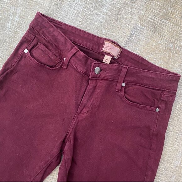 Y2K Paige Peg Skinny Slim Jeans Women’s 28 Burgundy Maroon Swiftie Academia Vamp - Picture 5 of 14